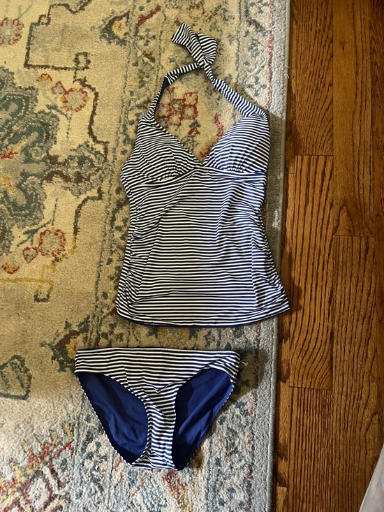 Tommy Bahama Other - Tommy Bahama Reversible Navy and White Striped Tankini Set